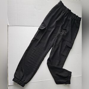 New without tags Black cargo joggers adjustable waist size small